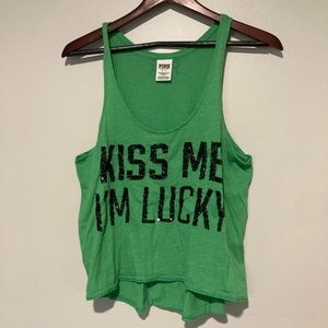 Victoria’s Secret pink “kiss me I’m lucky” racerback tank